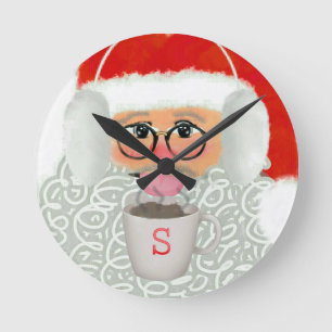 サンタクおもしろいロース顔クリスマス ラウンド壁時計