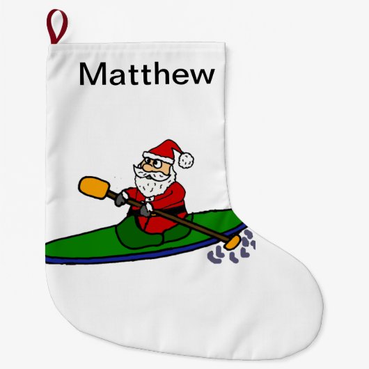 サンタクおもしろいロース・カヤック・クリスマス・アニメ ラージクリスマスストッキング (正面)