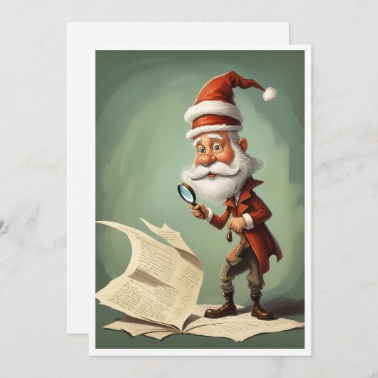 サンタクおもしろいロ笑わされるース探偵クリスマス シーズンカード (正面/裏面)