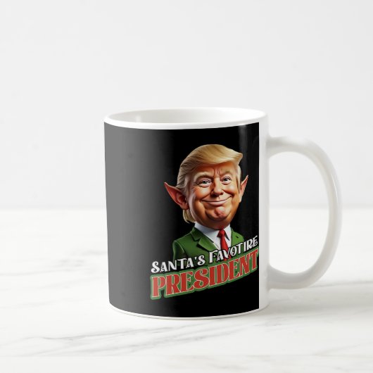 サンタクお気に入りのドナルドトランプ小妖精や小人 コーヒーマグカップ (右)