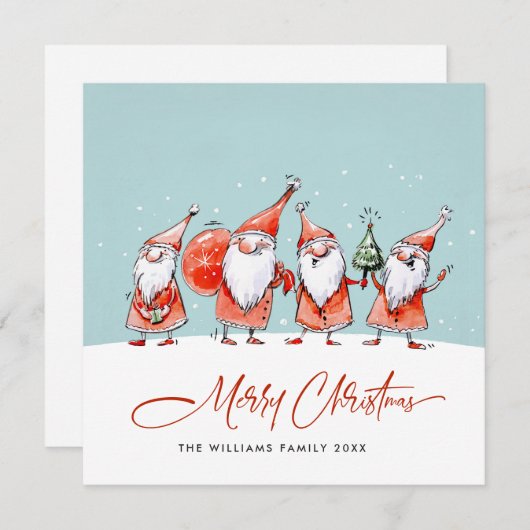 サンタクお洒落ロおもしろいース格言クリスマス シーズンカード (正面/裏面)