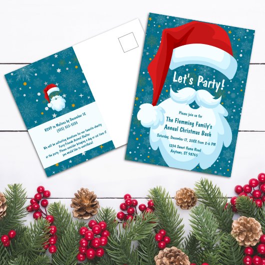 サンタクはっきりしたリカスタマイズスクリスマスパーティー ポストカード