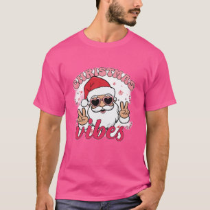 サンタククールリスマスビベス   レトロホリデーTシャツ Tシャツ