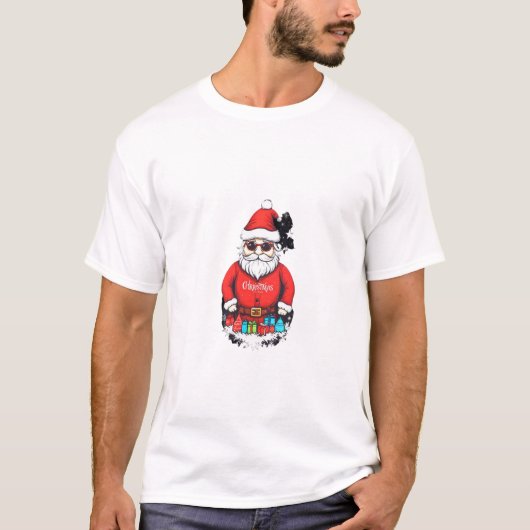 サンタククールリスマスTシャツデザイン Tシャツ (正面)