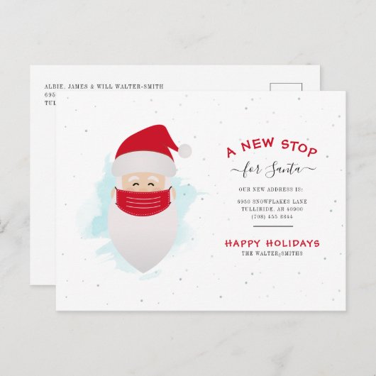 サンタクストップリスマス移動のための新しい引っ越しました 案内ポストカード (正面/裏面)