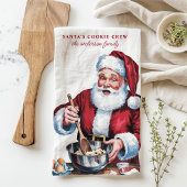 サンタクッキークルーパーソナライズされたクリスマス キッチンタオル