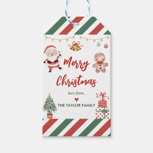 サンタクッキーズクリスマスバースデーパーティー ギフトタグ (正面)