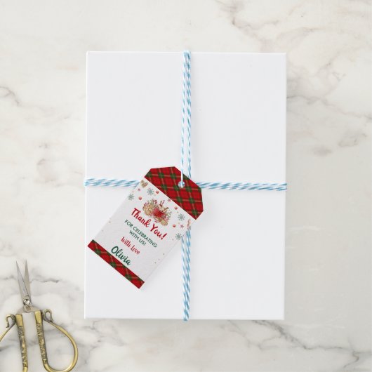 サンタクッキーズクリスマスバースデーパーティー ギフトタグ (より糸付き)