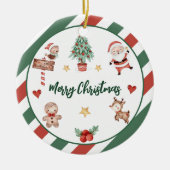 サンタクッキーズクリスマスバースデーパーティー セラミックオーナメント (正面)