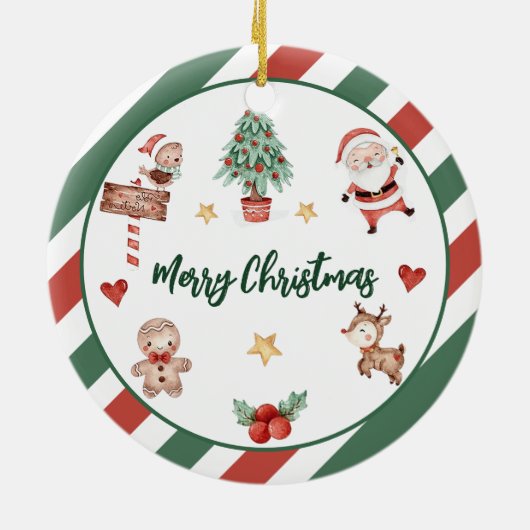 サンタクッキーズクリスマスバースデーパーティー セラミックオーナメント (裏面)