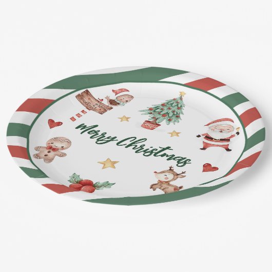 サンタクッキーズクリスマスバースデーパーティー ペーパープレート (アングル)