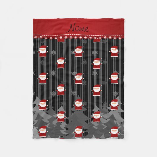 サンタクパーソナライズされたラスノーフレークの木の名前 フリースブランケット (正面)