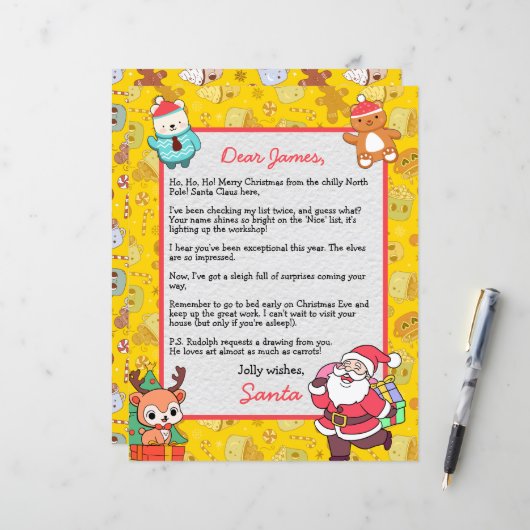 サンタクパーソナライズされたラースからの手紙子供へ (正面/裏面インサイチュ)