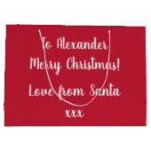 サンタクパーソナライズされたリスマスの赤い愛 ラージペーパーバッグ (裏面)