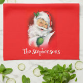 サンタクパーソナライズされたリスマスをウィンキング キッチンタオル (折り畳み)