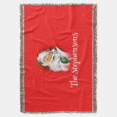 サンタクパーソナライズされたリスマスをウィンキング スローブランケット (正面縦)