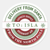 サンタクパーソナライズされたリスマスギフトシール ラウンドシール (正面)