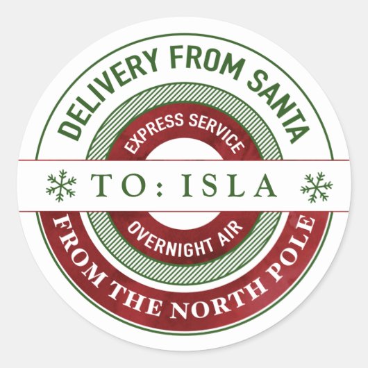 サンタクパーソナライズされたリスマスギフトシール ラウンドシール (正面)