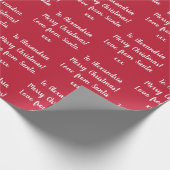 サンタクパーソナライズされたリスマスレッドの名前 ラッピングペーパー (角)