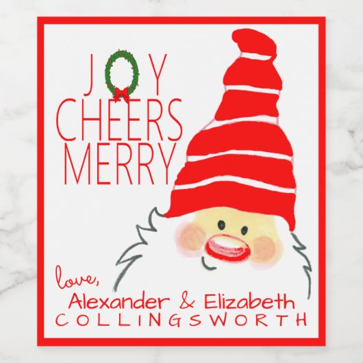 サンタクパーソナライズされたリスマスワインボトルラベル ワインラベル (シングルラベル)