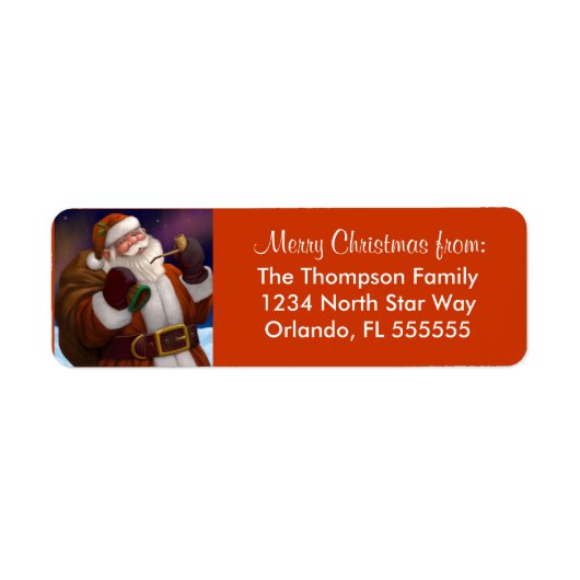 サンタクパーソナライズされたリスマス差出人住所ラベル ラベル (正面)