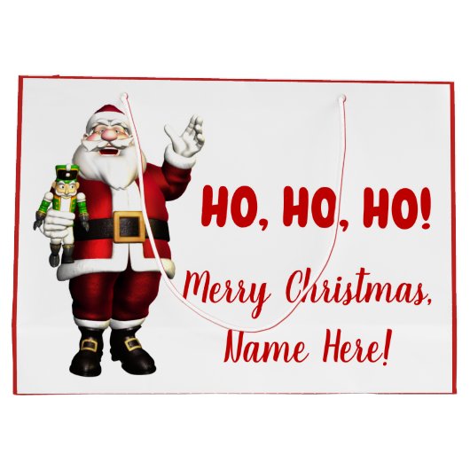 サンタクパーソナライズされたリスマス ラージペーパーバッグ (裏面)