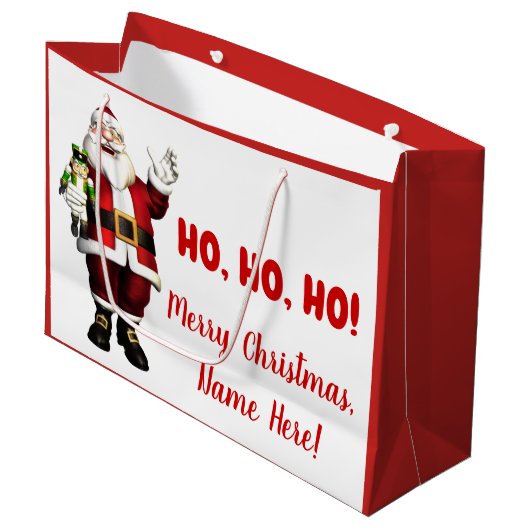 サンタクパーソナライズされたリスマス ラージペーパーバッグ (正面アングル)