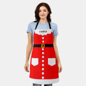 サンタクパーソナライズされたロおもしろいースの衣装クリスマス エプロン (着用した状態)