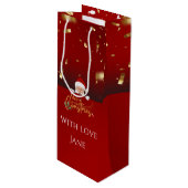 サンタクパーソナライズされたロエレガントースのメリークリスマス ワインギフトバッグ (正面アングル)