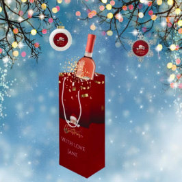 サンタクパーソナライズされたロエレガントースのメリークリスマス ワインギフトバッグ