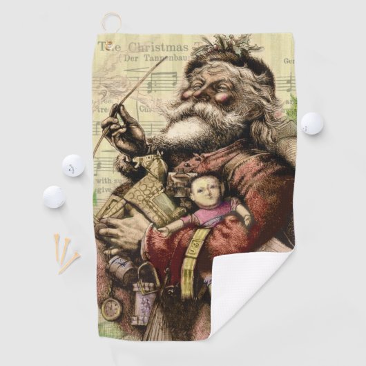 サンタクメリーロースツリークラシックイラストレーション ゴルフタオル (インサイチュ)