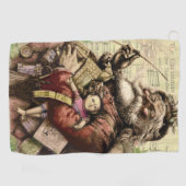 サンタクメリーロースツリークラシックイラストレーション ゴルフタオル (横)