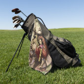 サンタクメリーロースツリークラシックイラストレーション ゴルフタオル (グリーン)