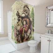 サンタクメリーロースツリークラシックイラストレーション シャワーカーテン (インサイチュ)