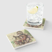 サンタクメリーロースツリークラシックイラストレーション ストーンコースター (横)