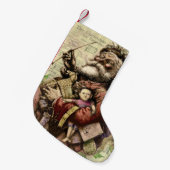 サンタクメリーロースツリークラシックイラストレーション スモールクリスマスストッキング (正面 (吊り時))