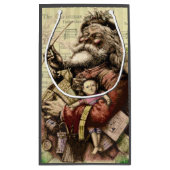 サンタクメリーロースツリークラシックイラストレーション スモールペーパーバッグ (裏面)