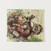 サンタクメリーロースツリークラシックイラストレーション タペストリー (正面(横))