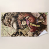 サンタクメリーロースツリークラシックイラストレーション ビーチタオル (正面)