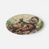 サンタクメリーロースツリークラシックイラストレーション ペーパープレート (アングル)