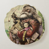 サンタクメリーロースツリークラシックイラストレーション ラウンドクッション (裏面)