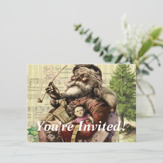 サンタクメリーロースツリークラシックイラストレーション 招待状 (スタンド正面)