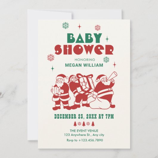 サンタクラシックウィンターベイビーシャワー 招待状 (正面)