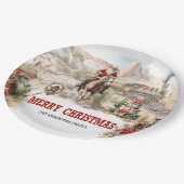 サンタクラシックカウボーイレッドトレイン付きウェスタンスタイル ペーパープレート (アングル)