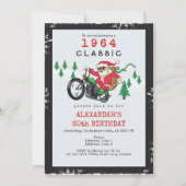 サンタクラシックヴィンテージバイクバイクもしくは自転車に乗る人誕生日 招待状 (正面)