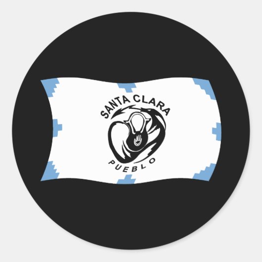サンタクララプエブロ国旗のステッカー ラウンドシール (正面)