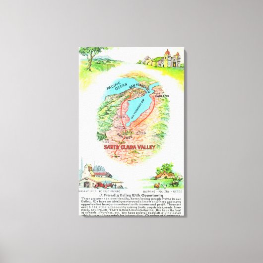 サンタクララ郡の空中地図と遺跡 キャンバスプリント (正面)