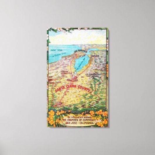 サンタクララ郡空中地図 キャンバスプリント (正面)