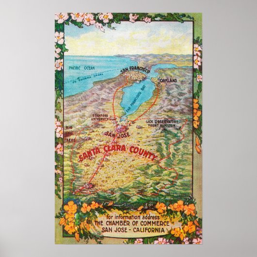 サンタクララ郡空中地図 ポスター (正面)