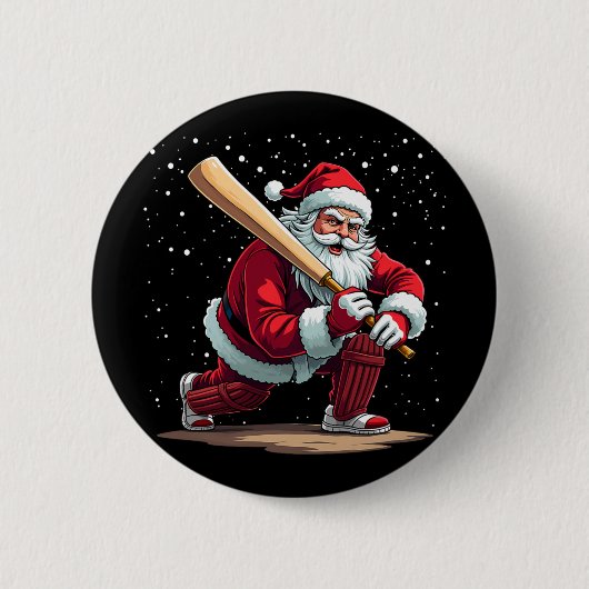 サンタクリケット選手 クリスマス 冬 至福の時 缶バッジ (正面)